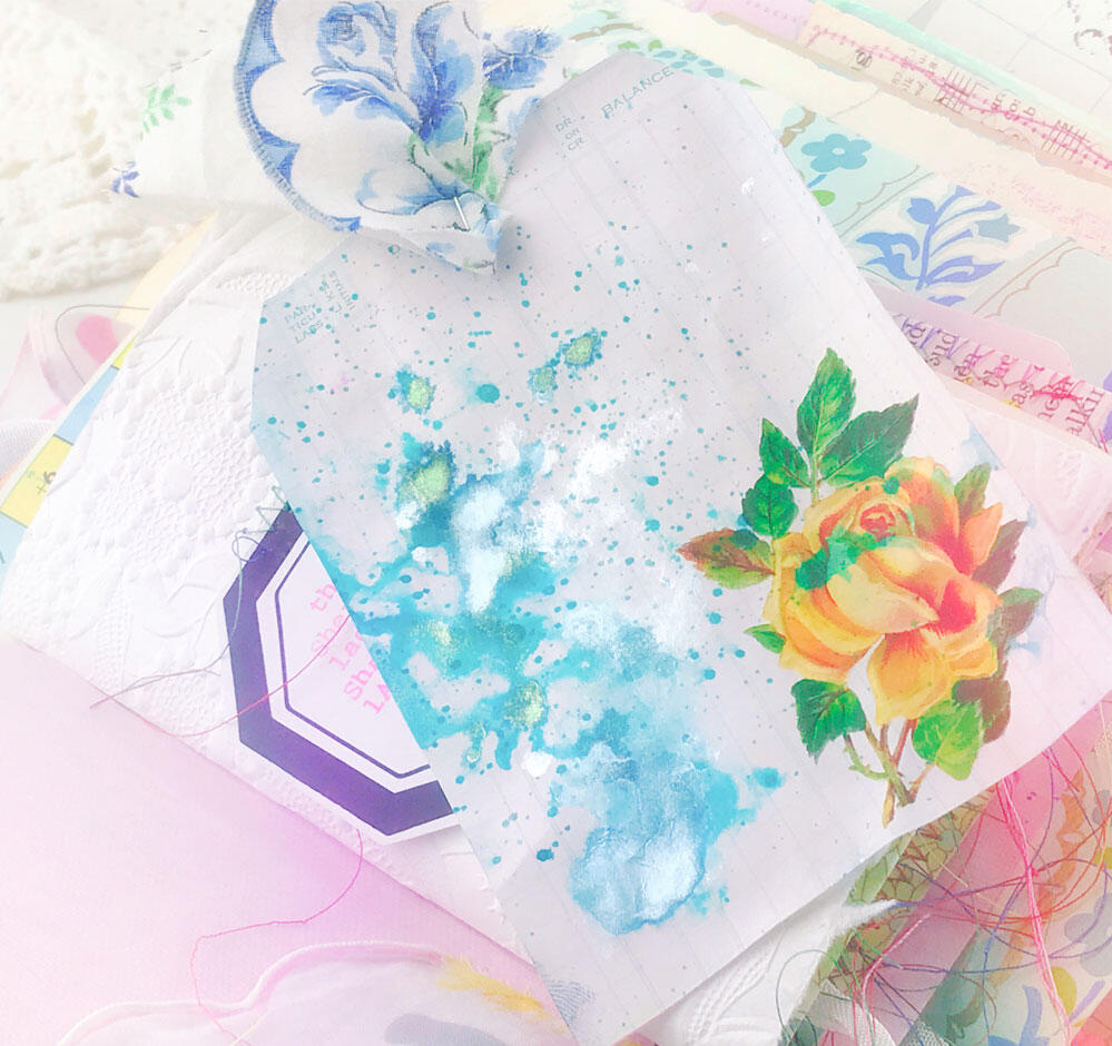 Vintage Rose Inked Tag