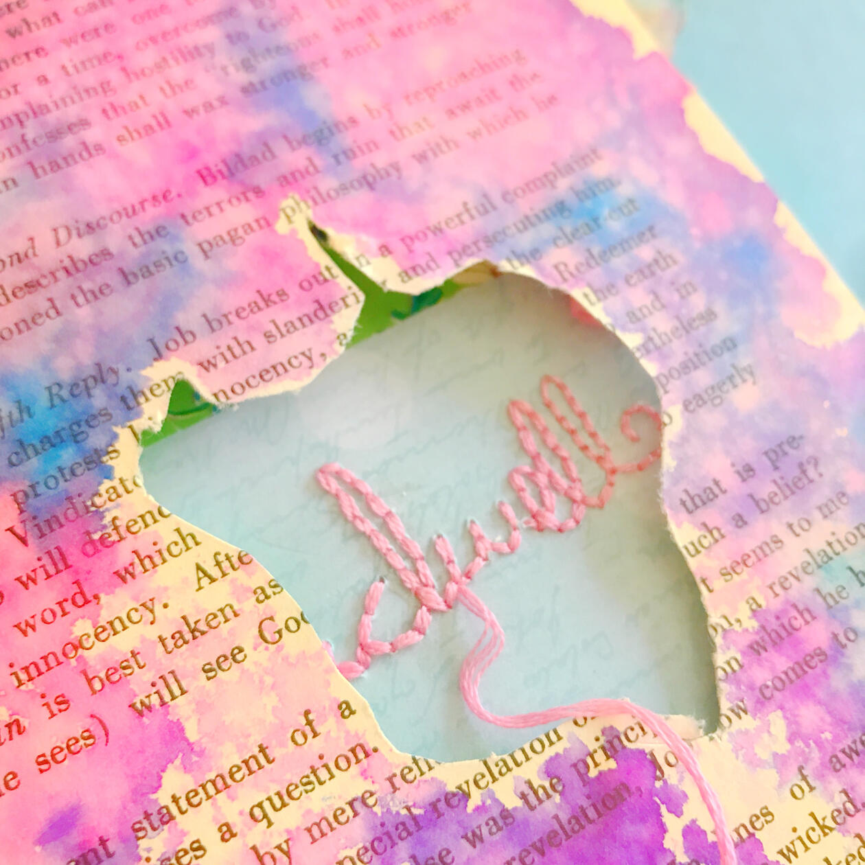 Dwell embroidered journal page